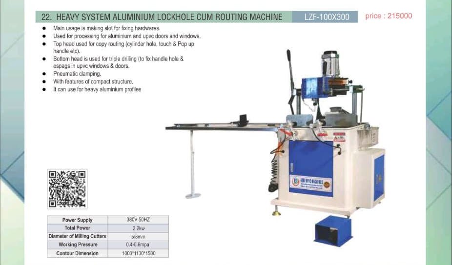 Heavy System Aluminium Lockhole Cum Routing Machine LZF-100X300